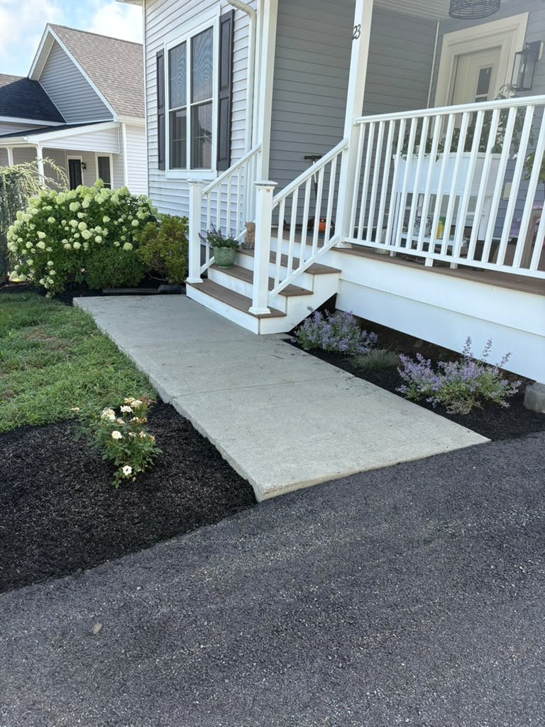 Mulching around front steps
